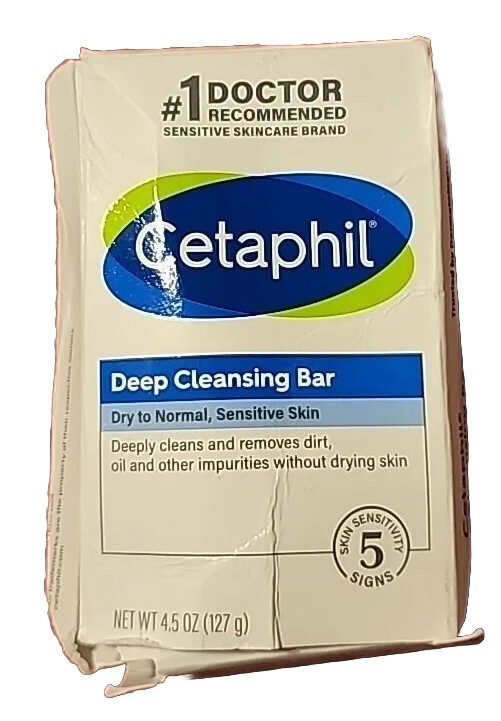 Cetaphil Deep Cleansing Bar Body & Face For All Skin Types Dry To Normal 4.5Oz