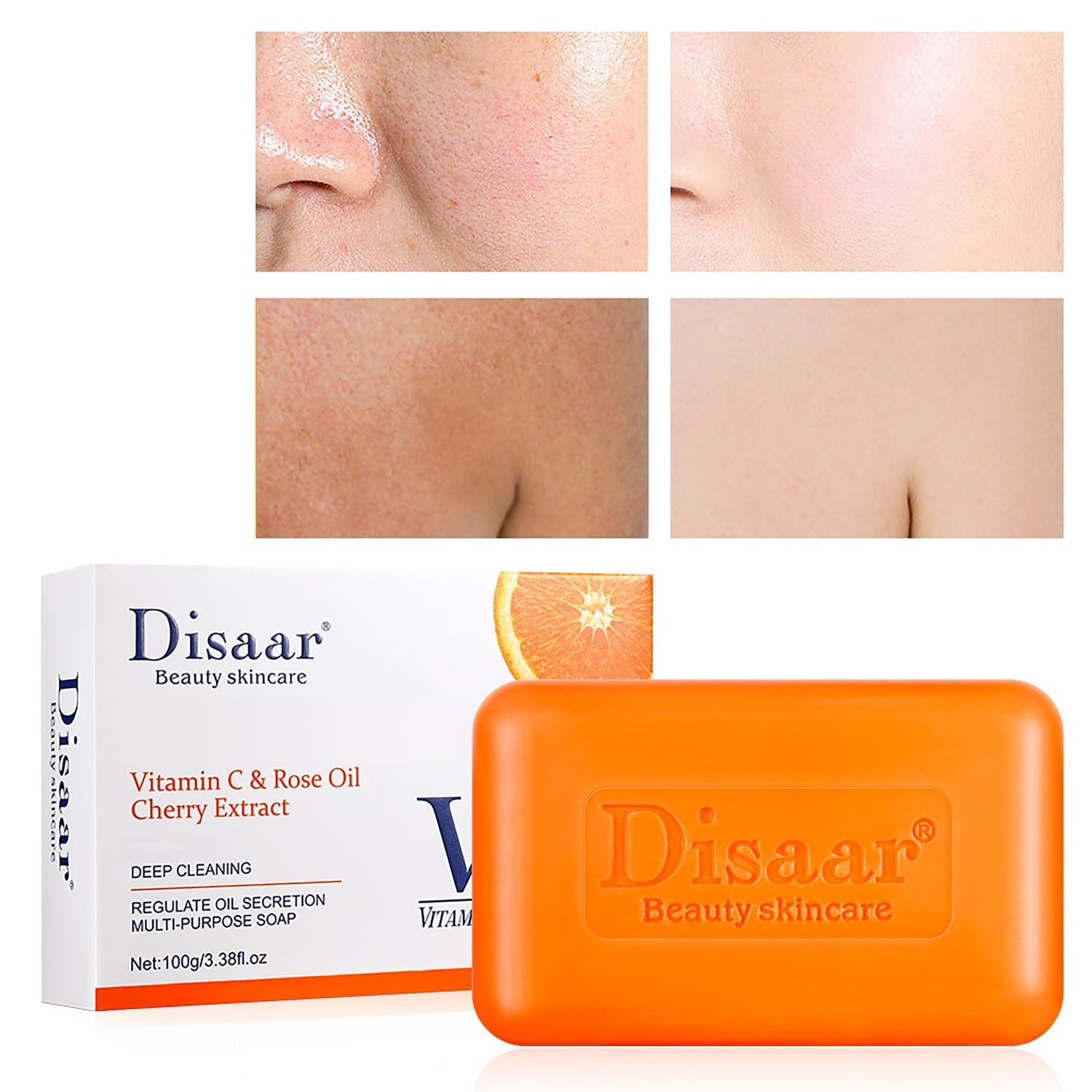 DISAAR Beauty Rose Oil Vitamin C Cherry Extract Soap Reduse Wrinkles 100g