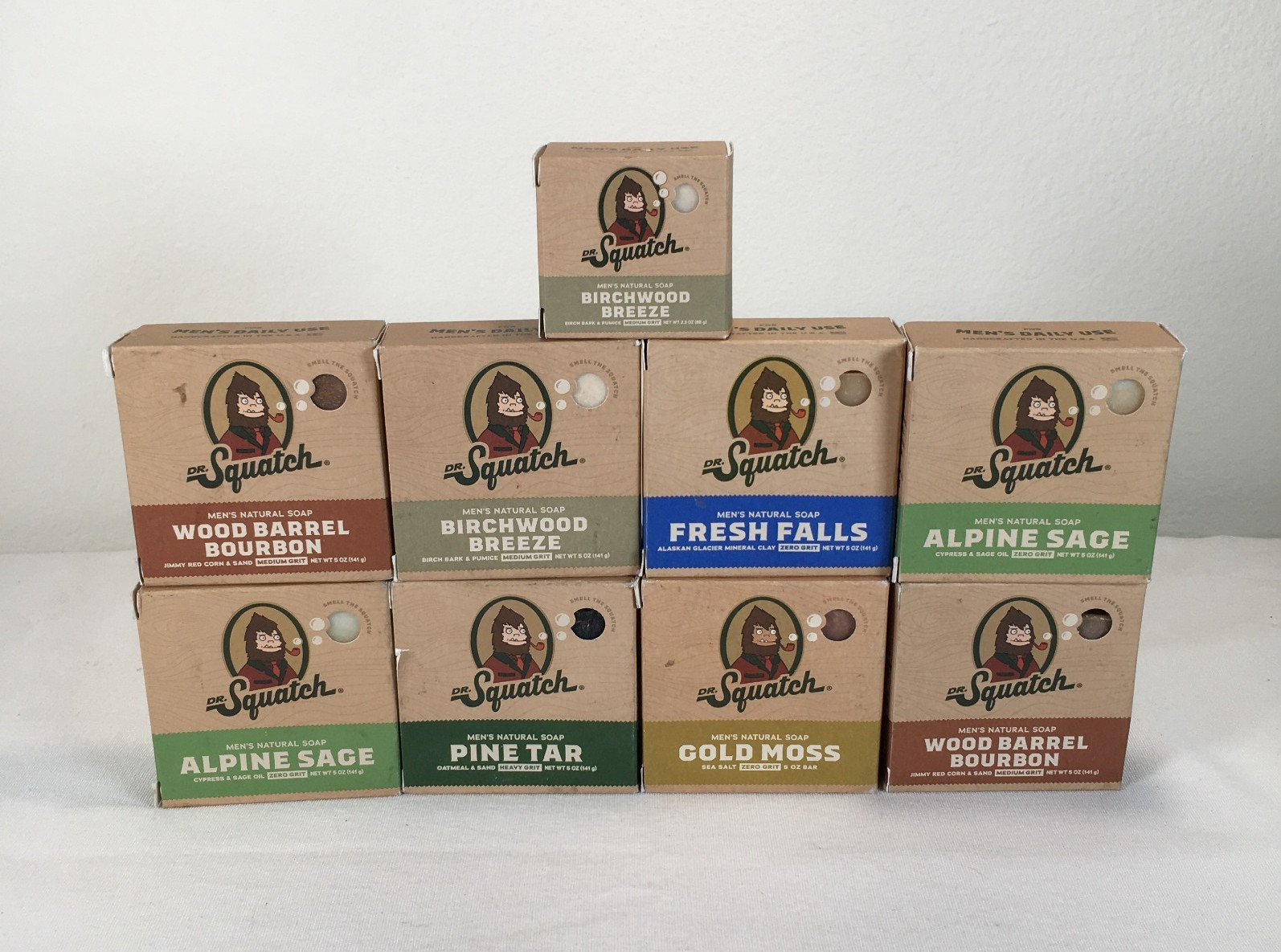Lot of 9 Dr. Squatch Men’s Natural Bar Soap Mixed Scents 5oz New Boxed