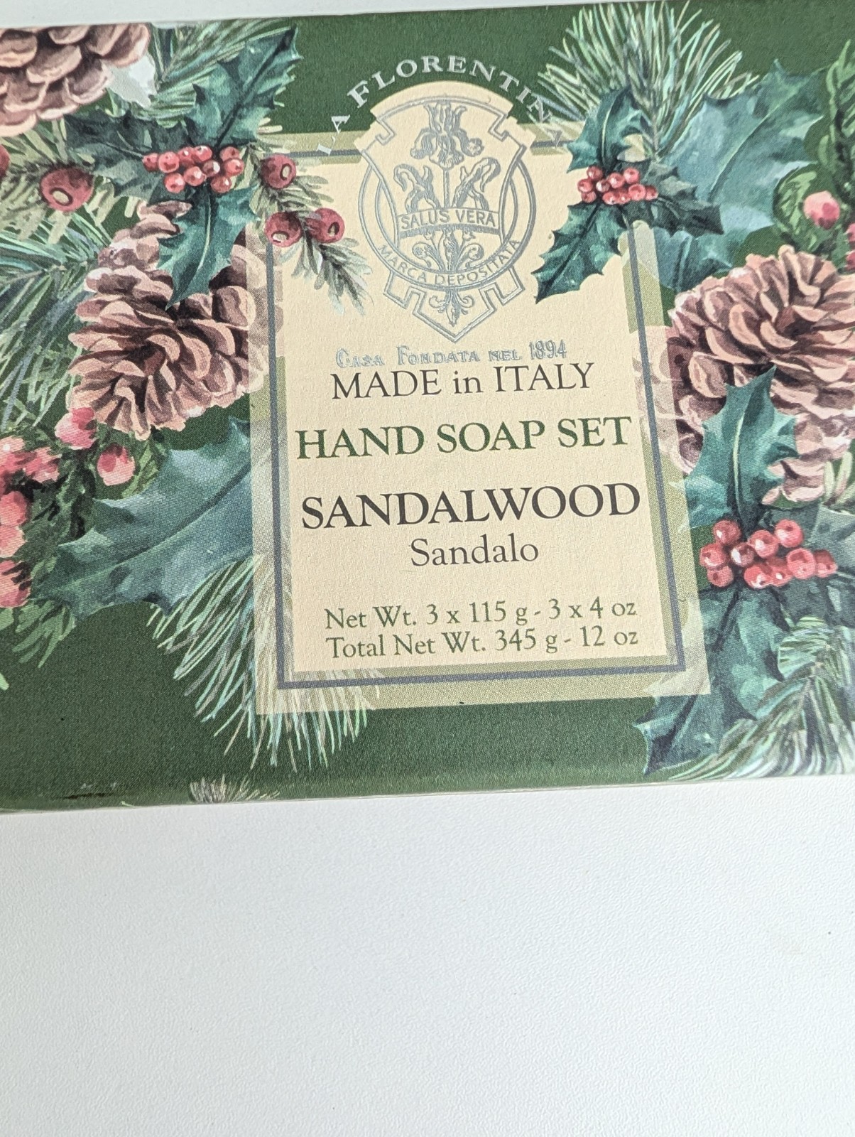 La Florentina Luxury Scented Sandalwood Bar Bath Hand Soap Set of 3 Bars New