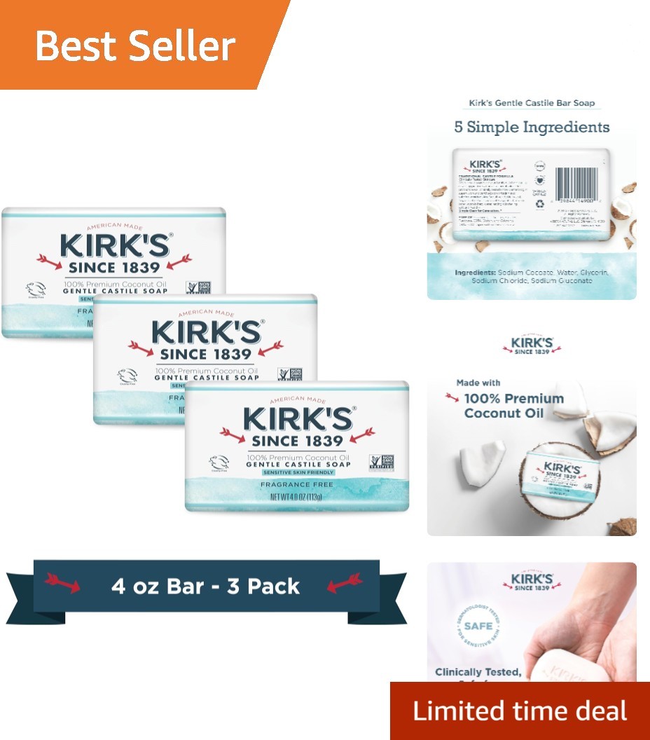 Fragrance-Free Castile Soap Bars – Gentle Care Pack of 3 for Sensitive Skin
