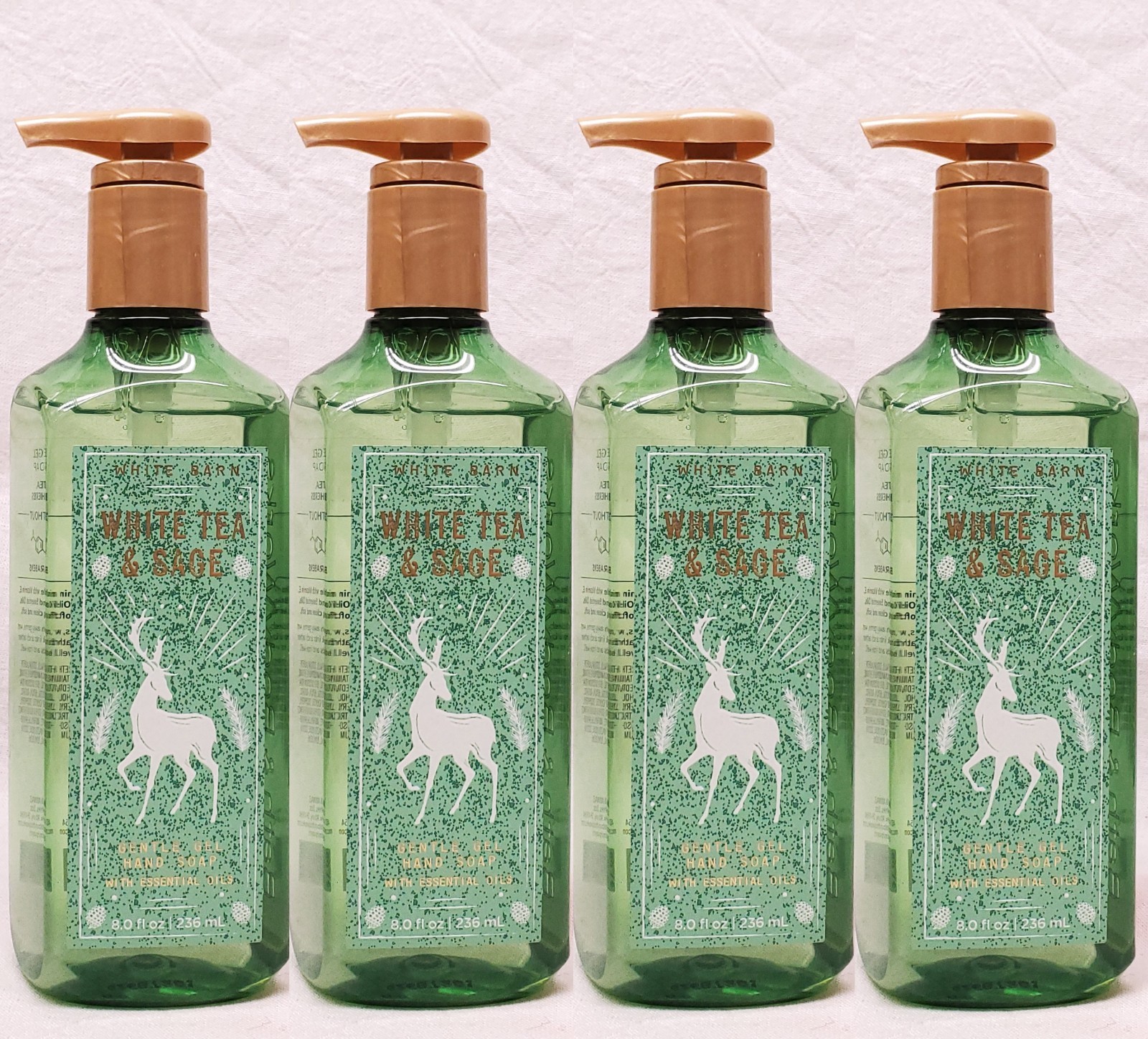 4 Bath & Body Works WHITE TEA & SAGE Gentle Gel Hand Soap Wash