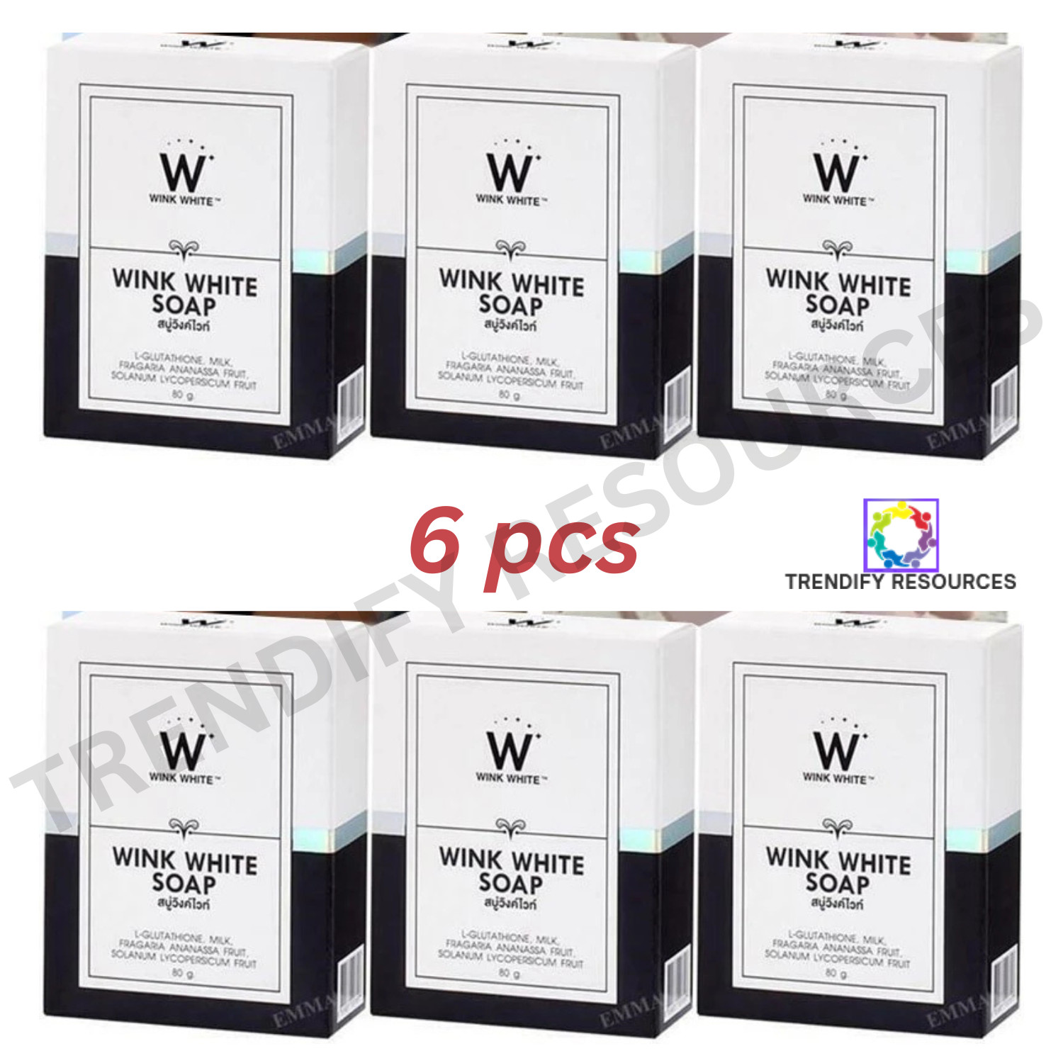 6 X Wink White Soap 80g Gluta Whitening Body Pure Face Lightening Skin Cleansing