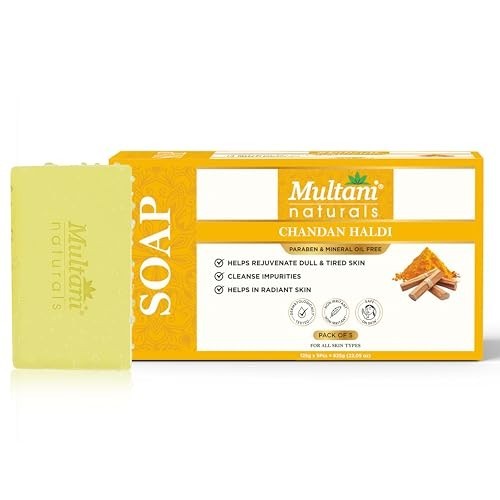 Multani Natural Chandan Haldi Soap – 125 gm (Pack Of 5) | For Hydration & Glow |