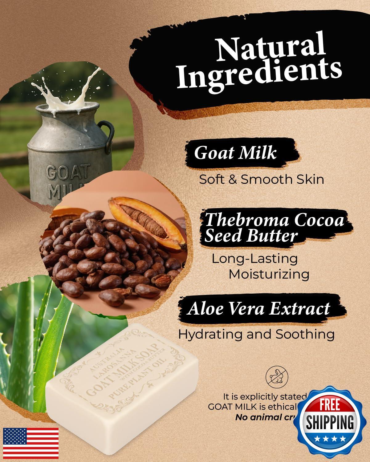 larosanna Australian Goat Milk Soap,Helps Moisturize,Smooth and Cleanse Skin,