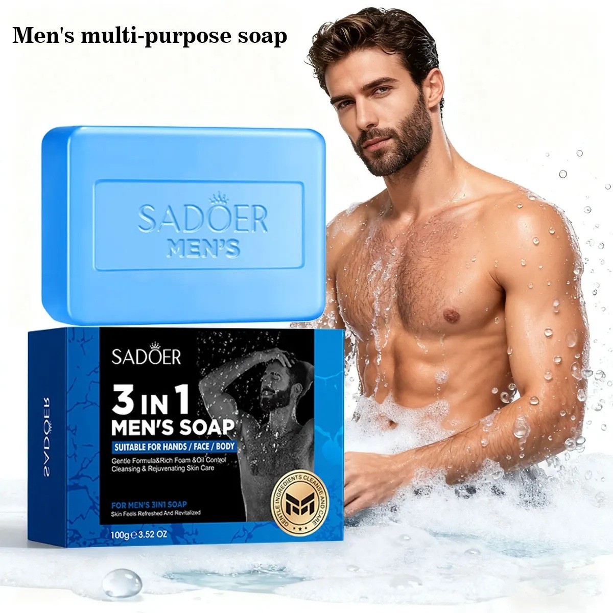 Men’S Three In One Bath Perfume Soap Witch Hazel Aloe Moisturizing Oil Control V