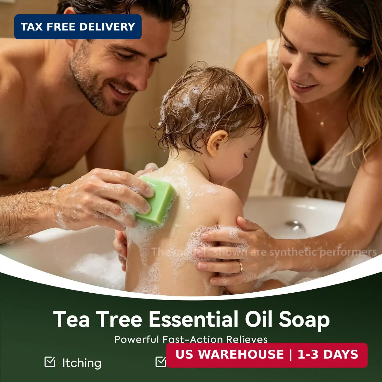 Tea Tree Soap for Itchy Skin, Natural Antifungal Soap Bar for Odor, Fungus, Ring