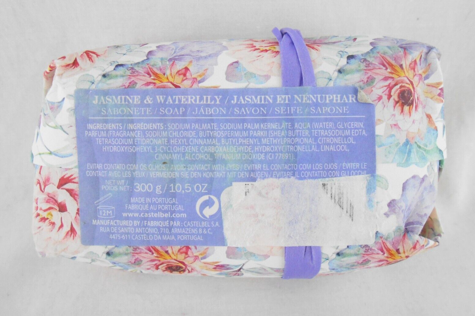 Castelbel Porto Jasmine & Waterlily Scent Luxury Bath Bar Soap Large 10.5 oz New