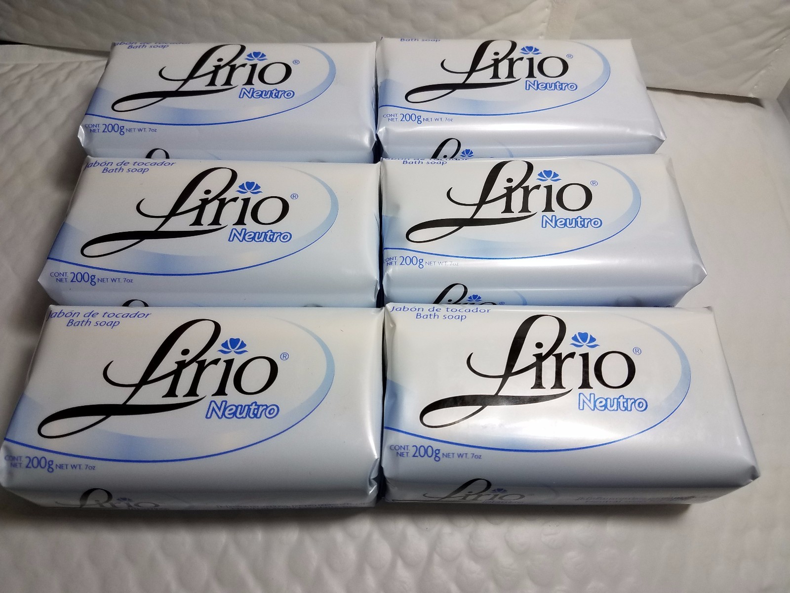 6 PACK LIRIO NEUTRO BATH SOAP BIG SIZE 200 GR NET WT 7 OZ NEUTRAL SOAP RARE