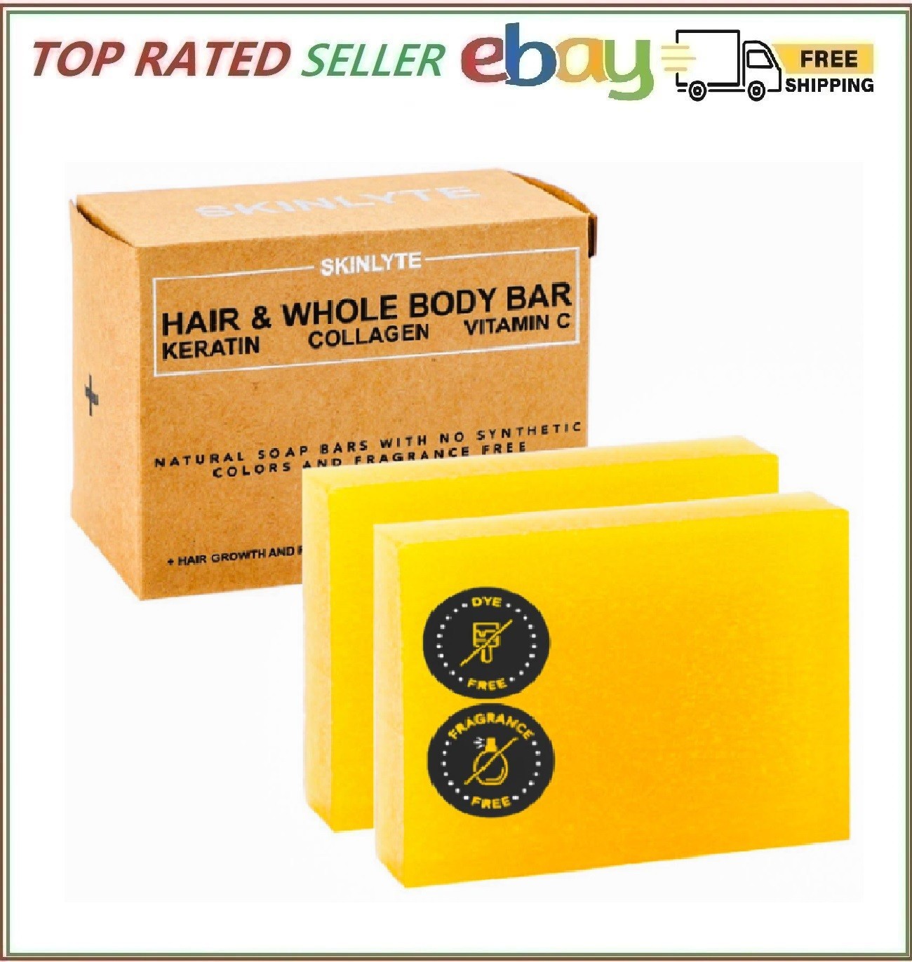 SKINLYTE Natural Hair & Body Soap Bar with Keratin Collagen Peptides 8 oz