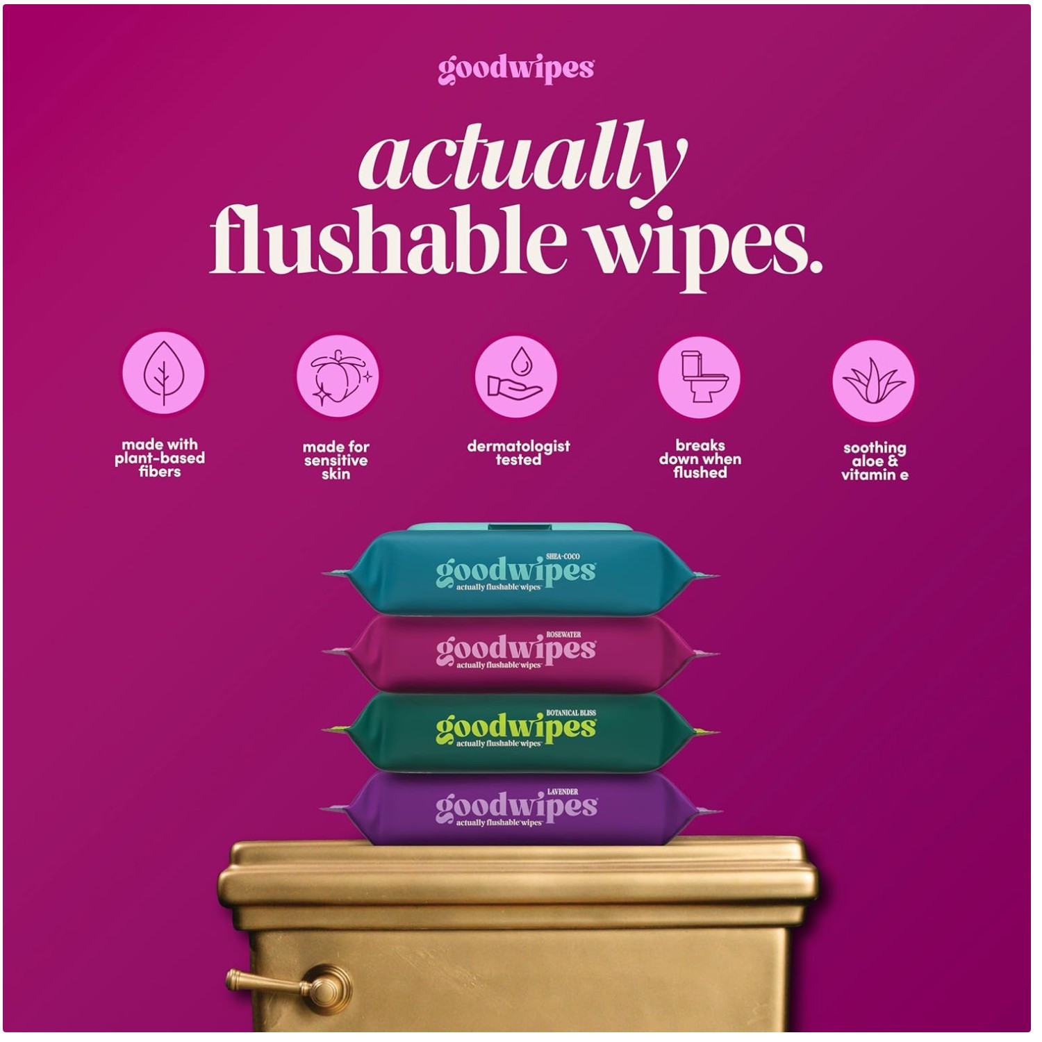 Rosewater Flushable Wipes Bulk Pack, 418 Count, Extra Large