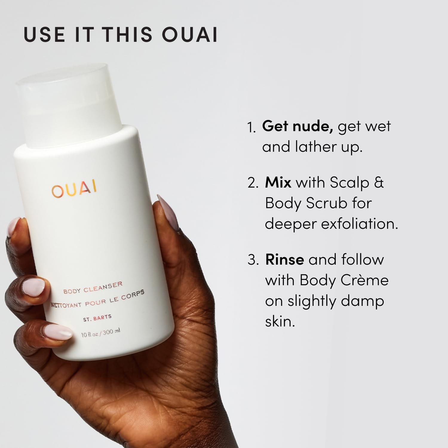 OUAI Body Cleanser, St. Barts – Foaming Wash 10 Fl Oz (Pack of 1), CC306