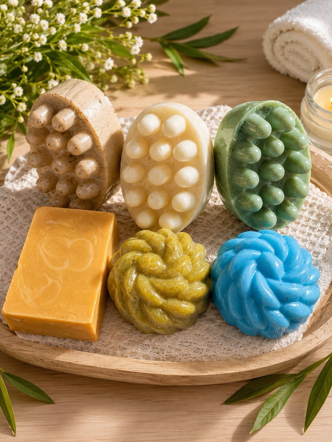 Set de 6 Jabones Artesanales Naturales para Spa y Masaje Corporal Exfoliante