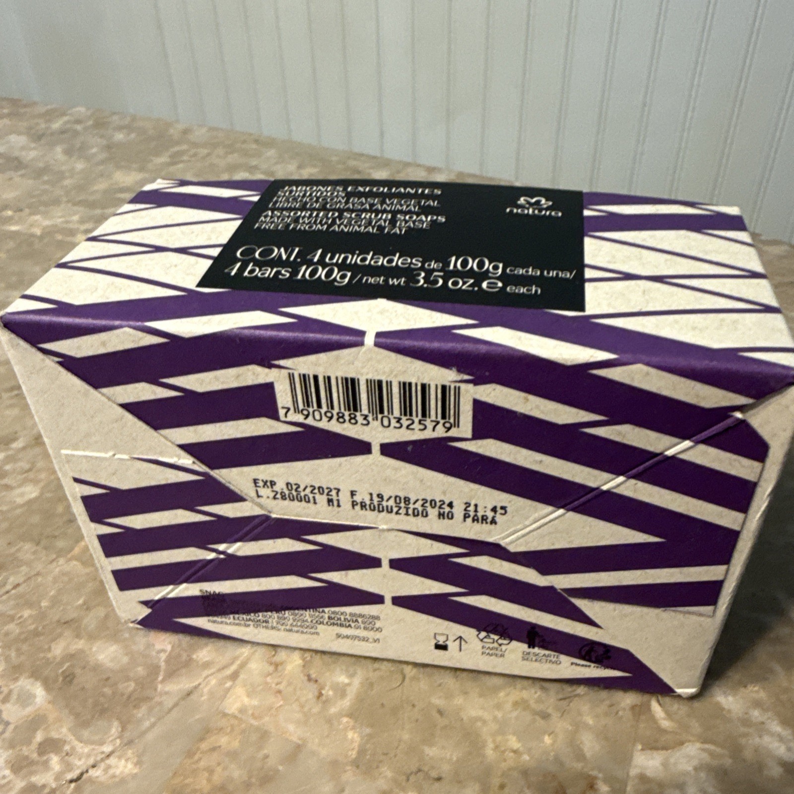 NATURA EKOS 4 Exfoliating Bar Soaps ACAI ANDIROBA CHESTNUT PASSION FRUIT Vegan