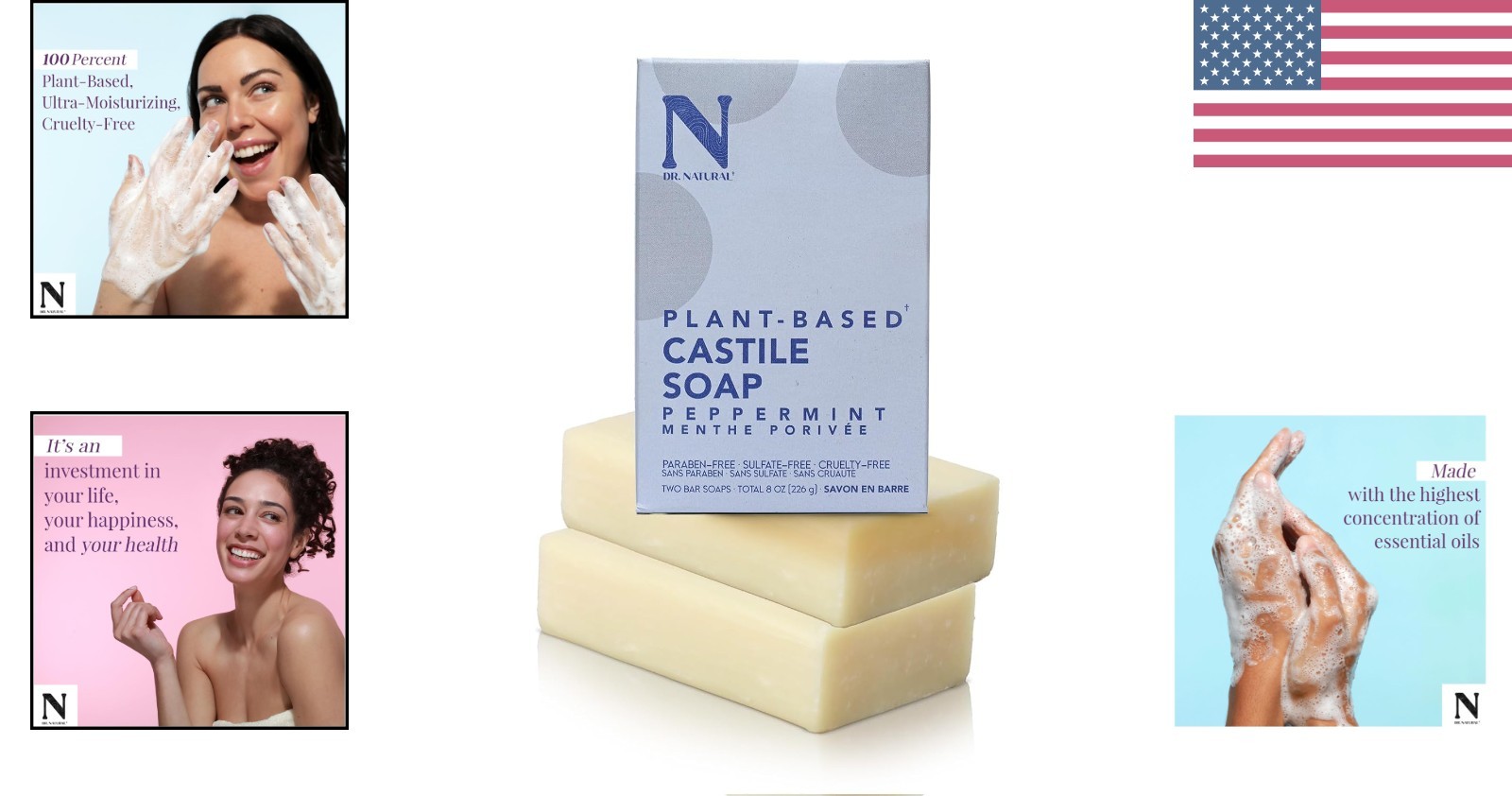 Cruelty-Free Castile Soap Bar – Eco-Friendly Organic Soap for Hair, Body & Face