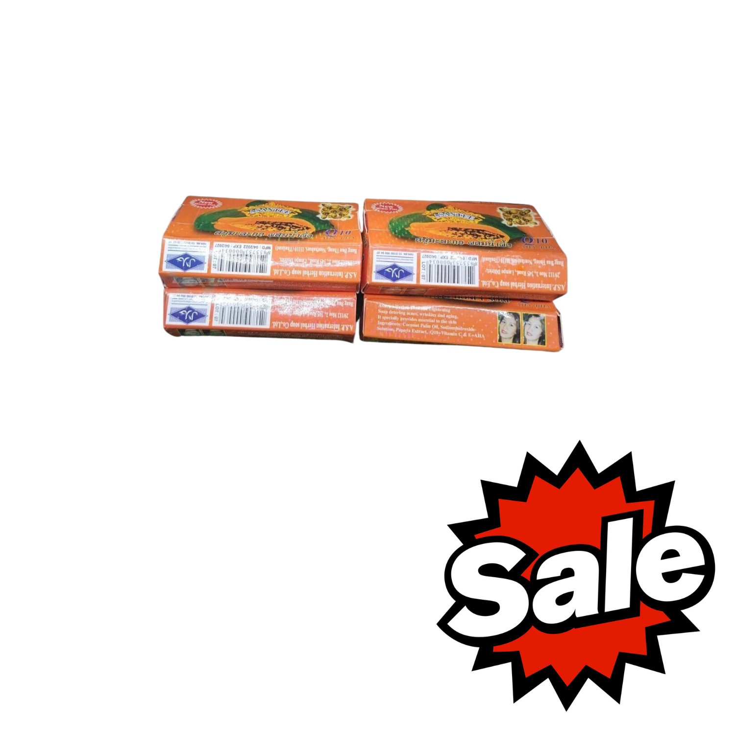 4 x Asantee Papaya Soap-Brightens Skin, Reduces Acne (Free Shipping)