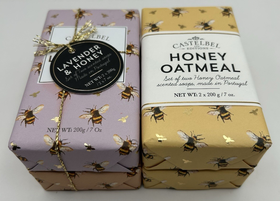 4 Pack Castelbel Bar Soap Honey Oatmeal / Wild Lavender / Pure Honey 7oz Each
