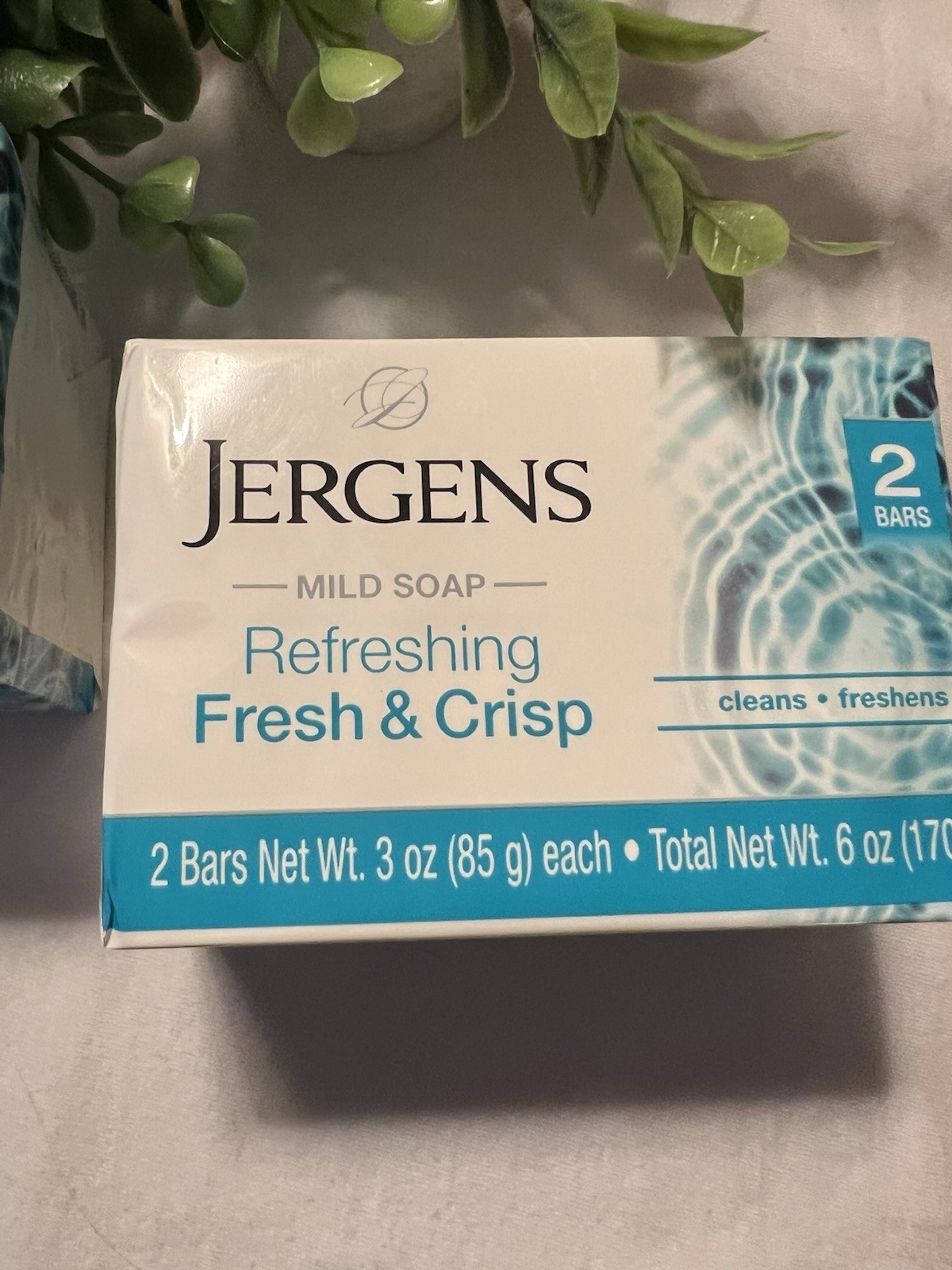 Jergens Mild Soap Refreshing Fresh & Crisp Bar Soap Body Bars 2 Pack Total 6 oz