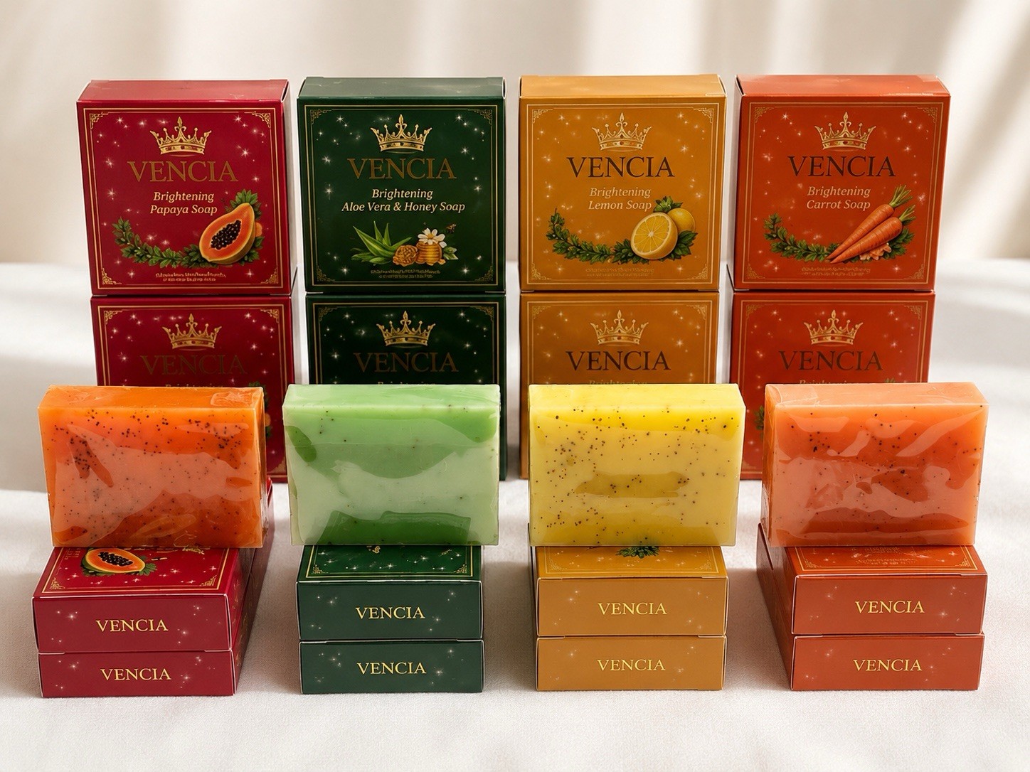 Vencia Brightening Soap Multipack Papaya Aloe Vera & Honey Lemon Carrot 3.53oz