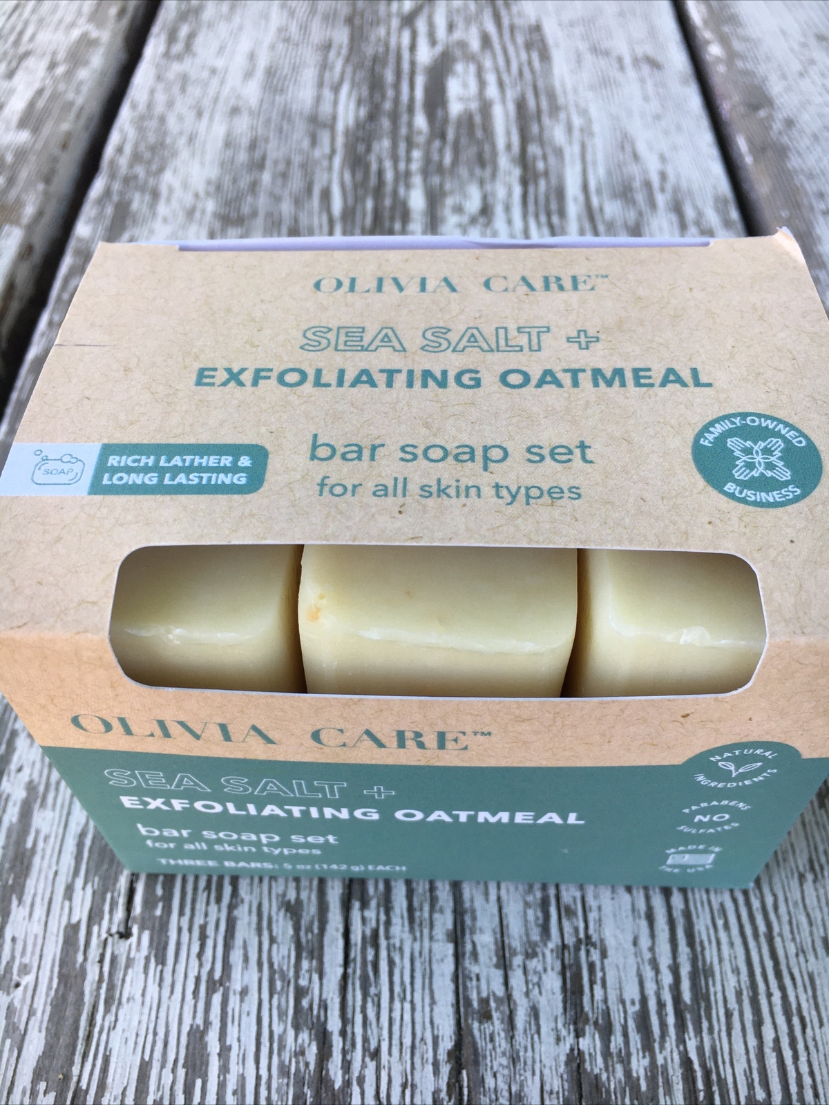 Olivia Care – Sea Salt + Exfoliating Oatmeal Bar Soap 3-5 Oz Bars