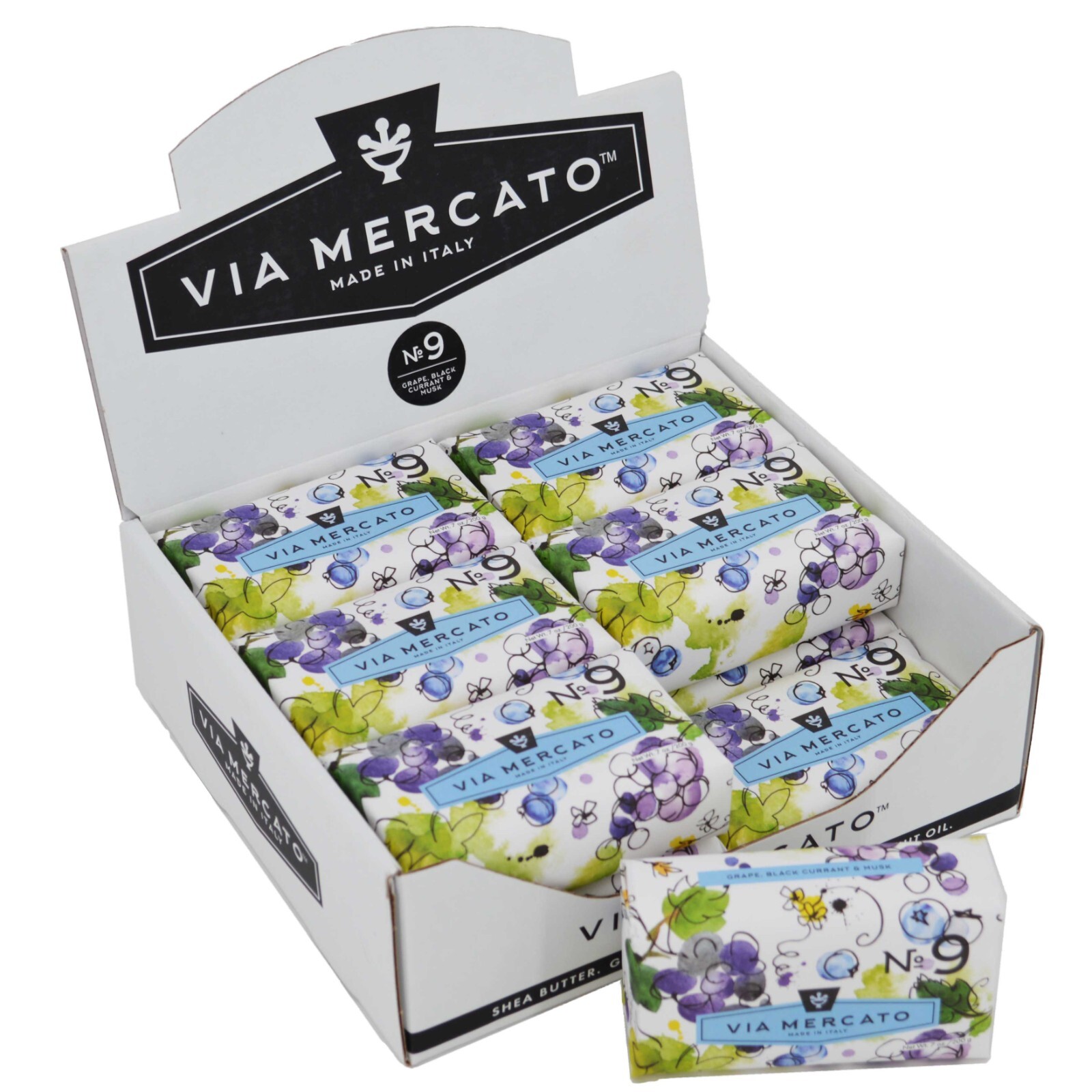 Via Mercato No.9 Soap Bar * CASE OF 12 * Grape, Black Currant and Musk 200 gram