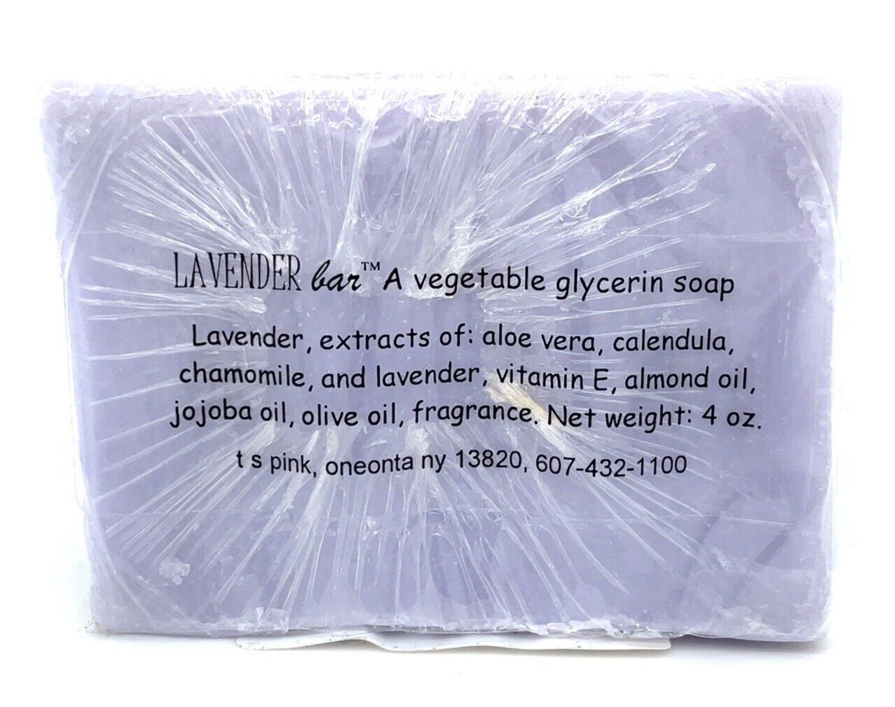 Lavender Bar Organic Vegetable Glycerin Soap With Aloe Vera & Oils 4 Oz By T S P