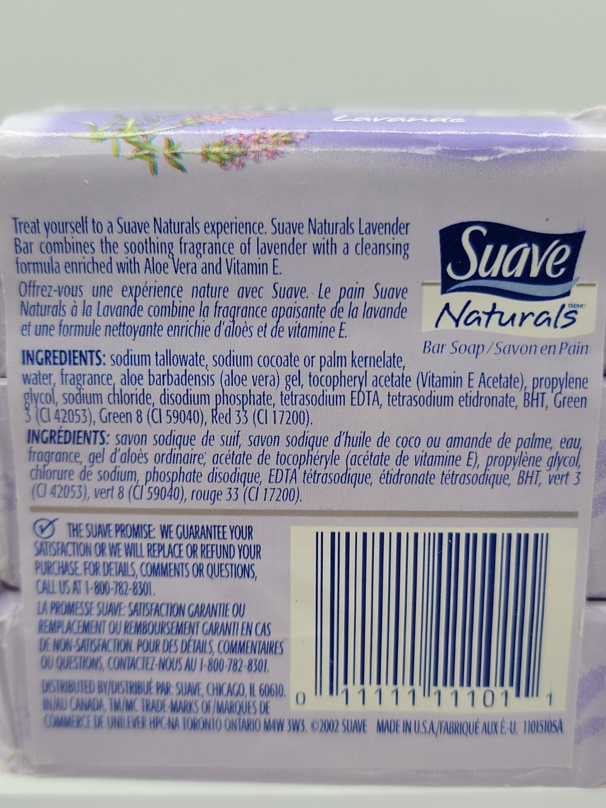 Suave Naturals Soap With Alo Vera & Vitamin E Lavender Fragrance 3 Bar Pack NOS