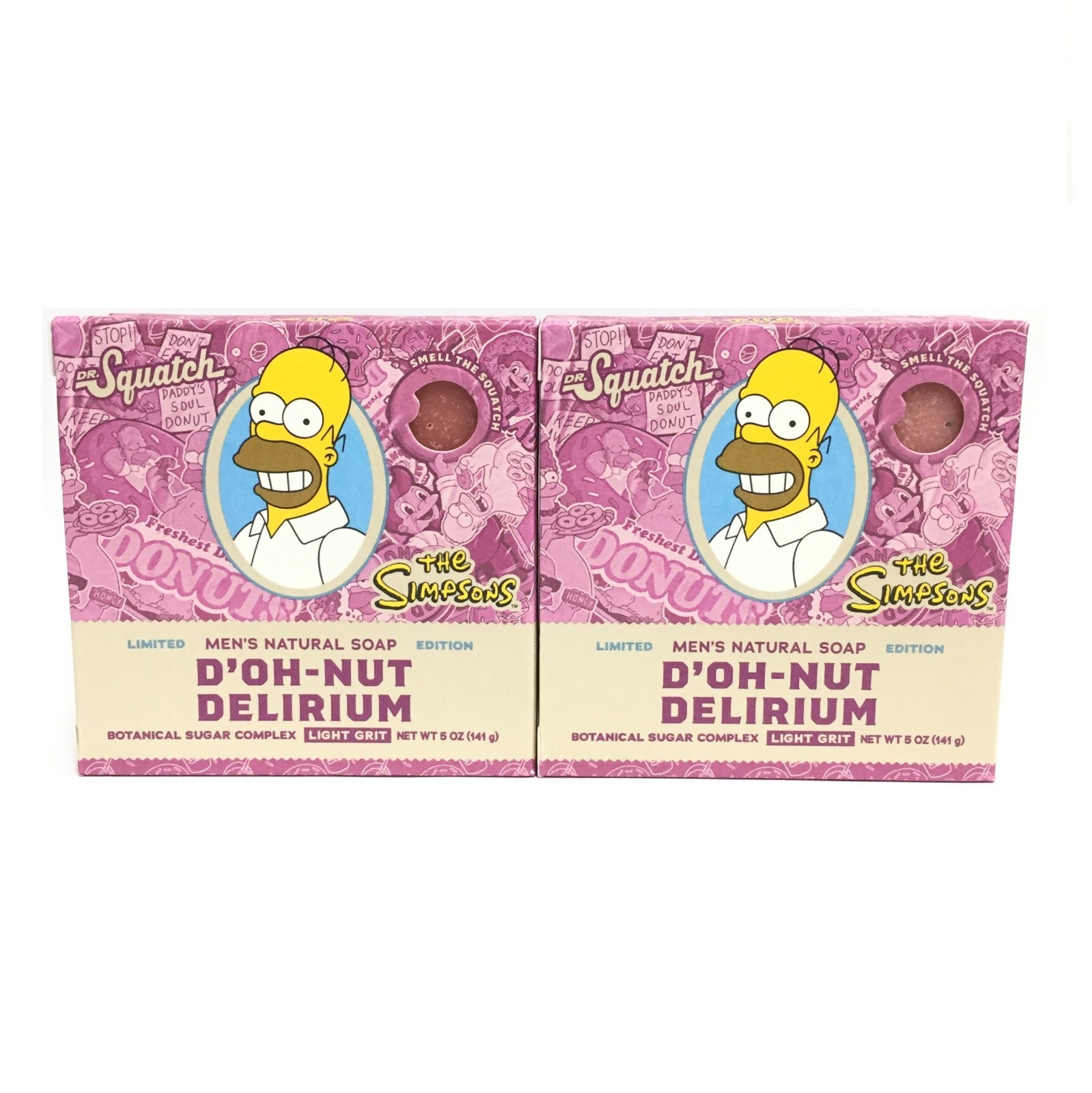 (2 PACK) Dr. Squatch Men’s Natural Soap – D’OH-NUT Delirium/The Simpsons, 5 oz