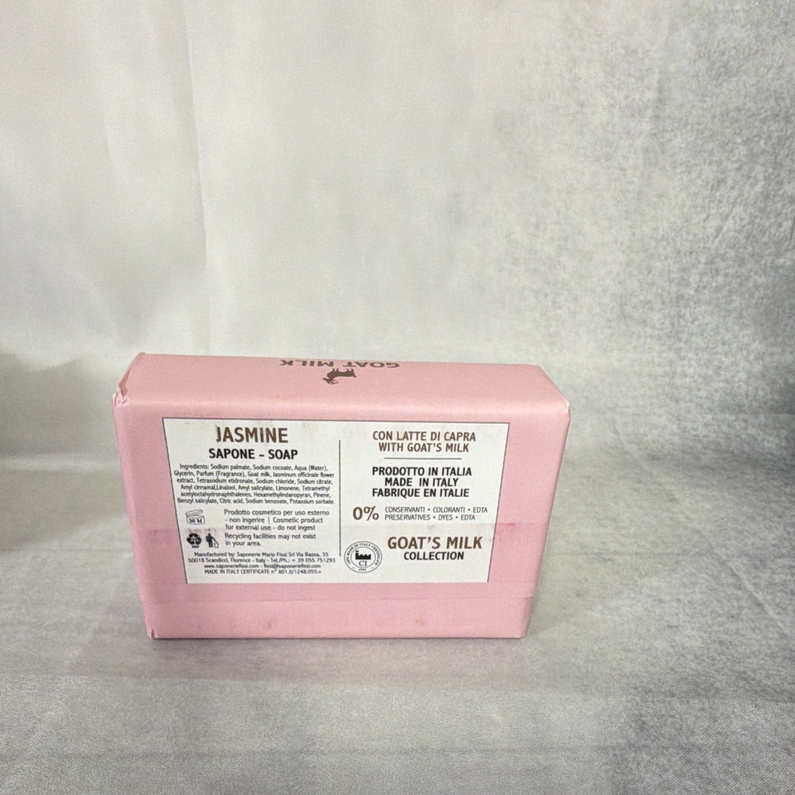 Goat Milk Jasmine Milled Bar Soap 8.8 oz for Body & Hands Made in Italy
