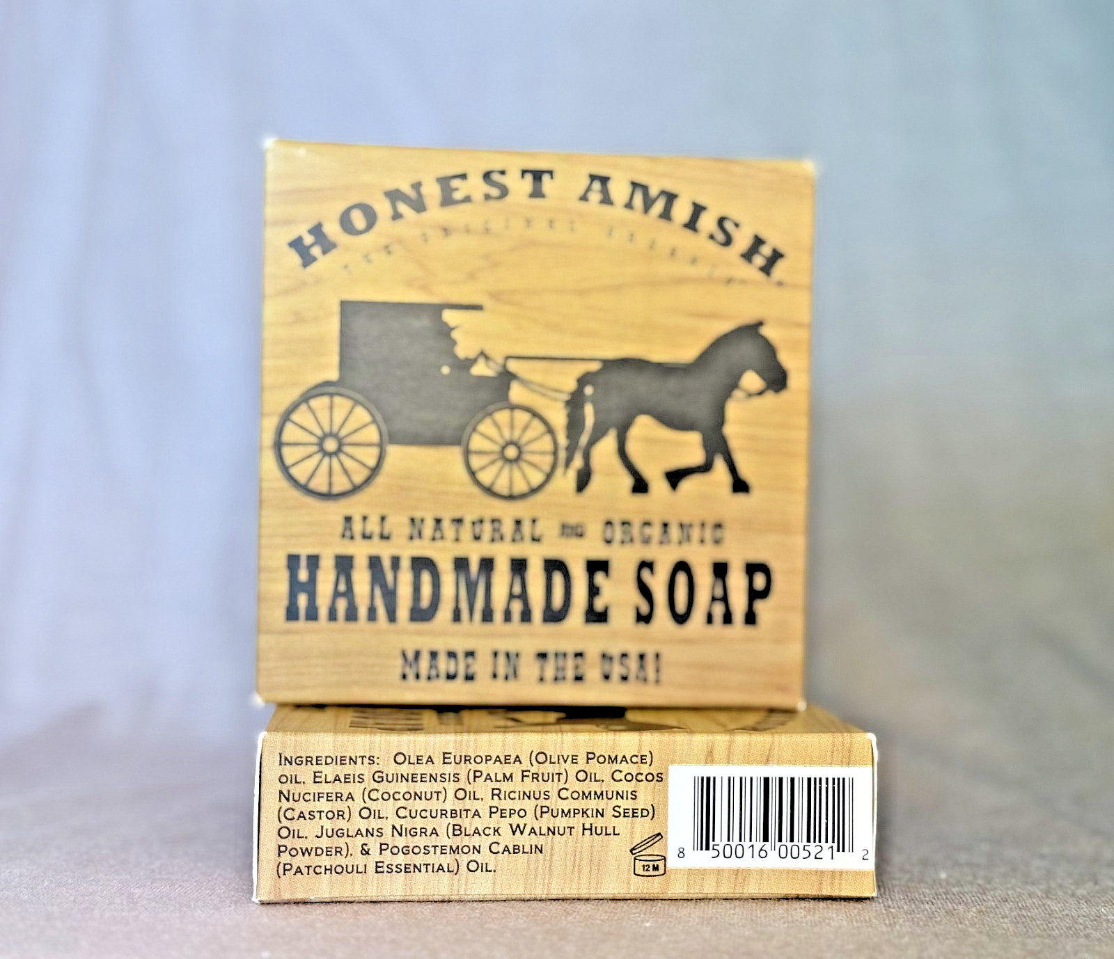 Honest Amish Organic Handmade Soap -Patchouli & Bark 2pack
