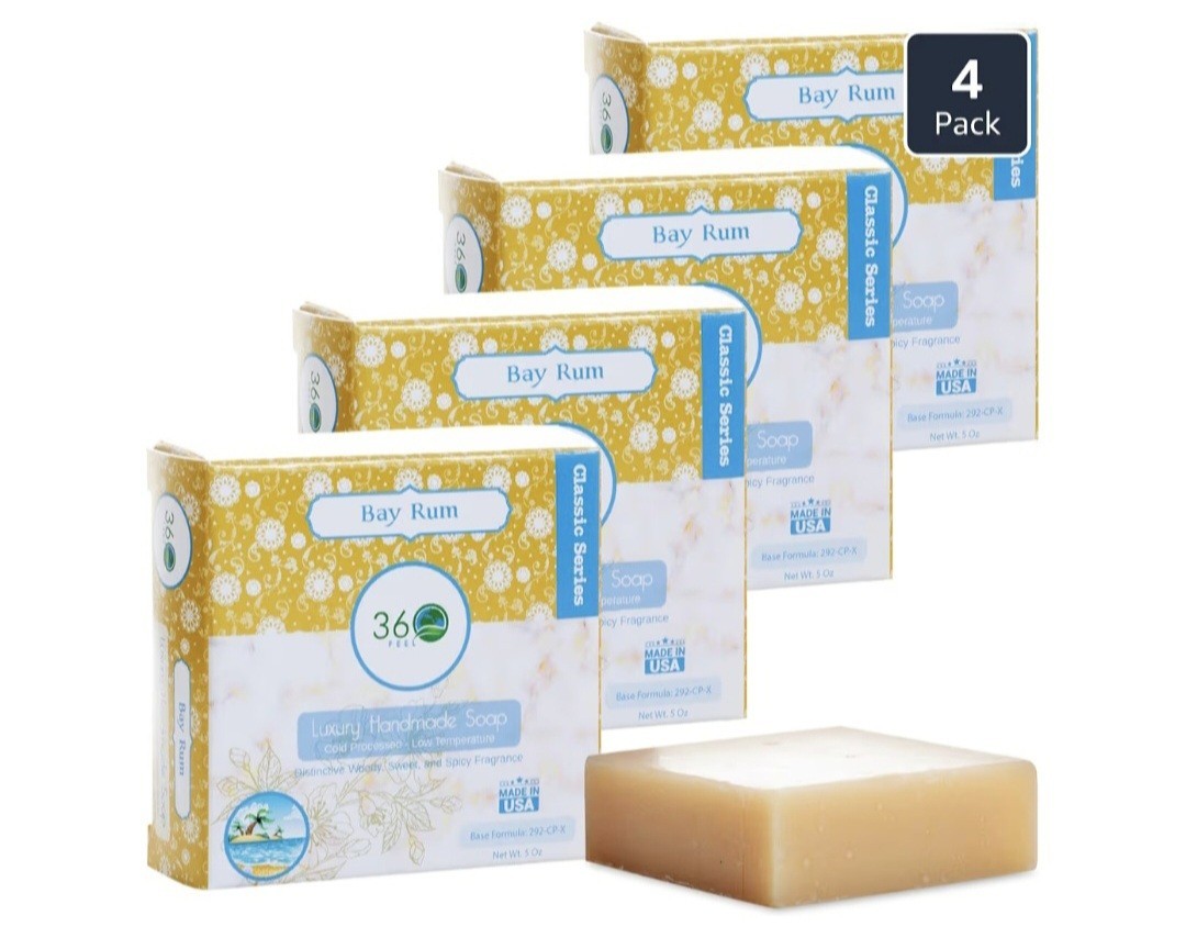 4pk – 360 Feel Bay Rum Bar Soap Handmade All-Natural USA Made 5oz Each New