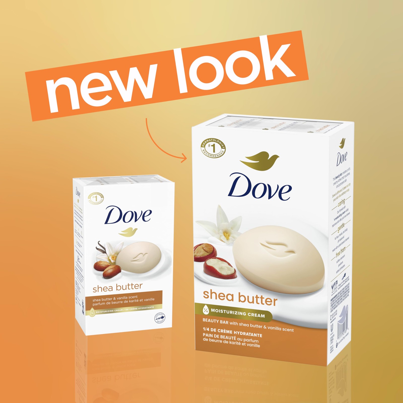 Dove Beauty Bar Soap Shea Butter 4 Count for 1 Ounce (Pack of 4), Light Green