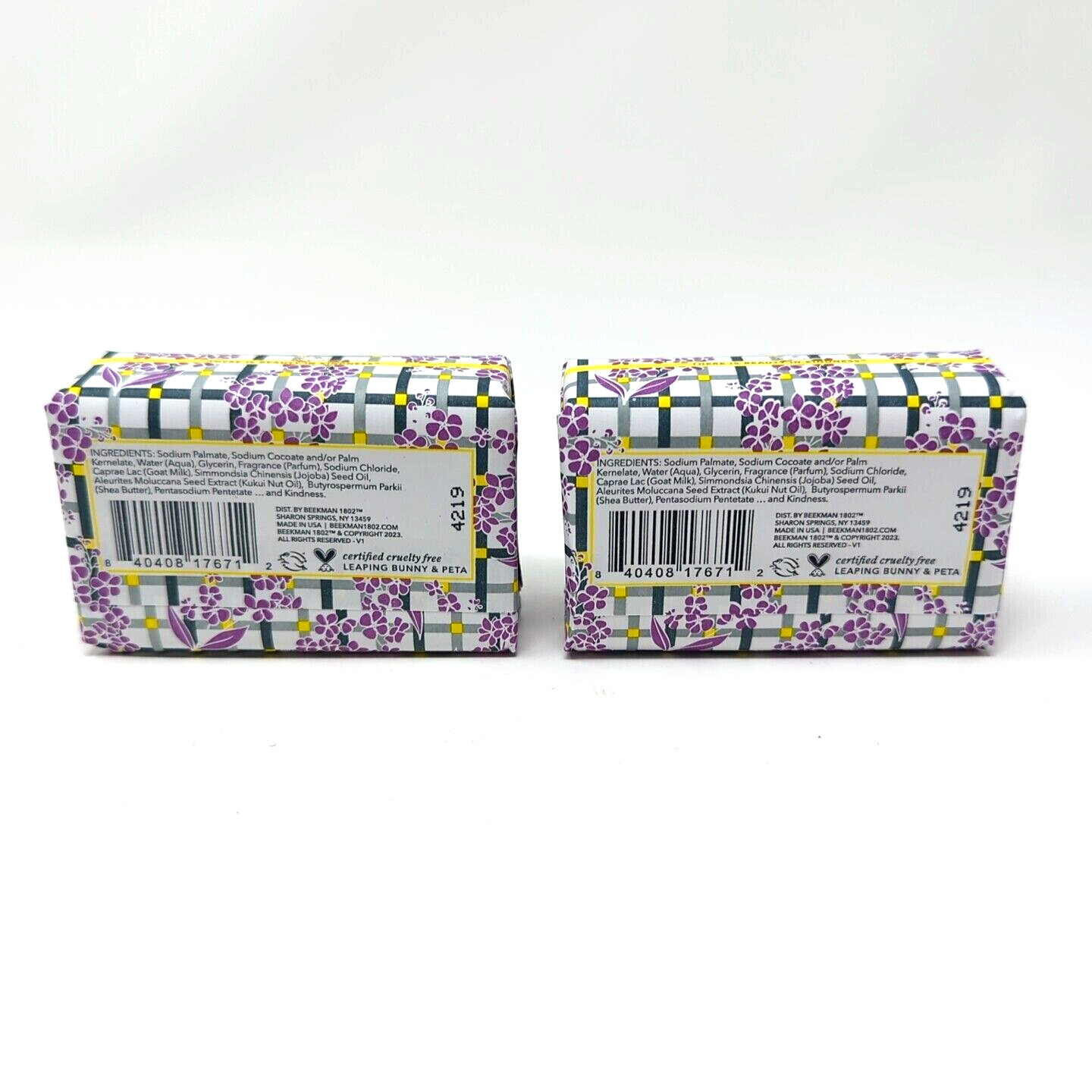 Beekman 1802 LILAC DREAM 3.5oz Bars Soap Goat Milk Jojoba Oil Shea Butter 2 Bars