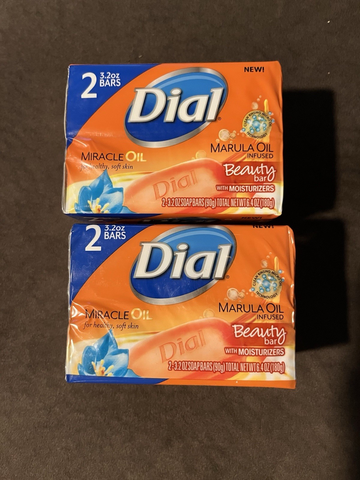2 Pks Dial Marula Oil Miracle Oil Bar Soap – 2 (3.2 oz.) 4 Bars Moisturizer