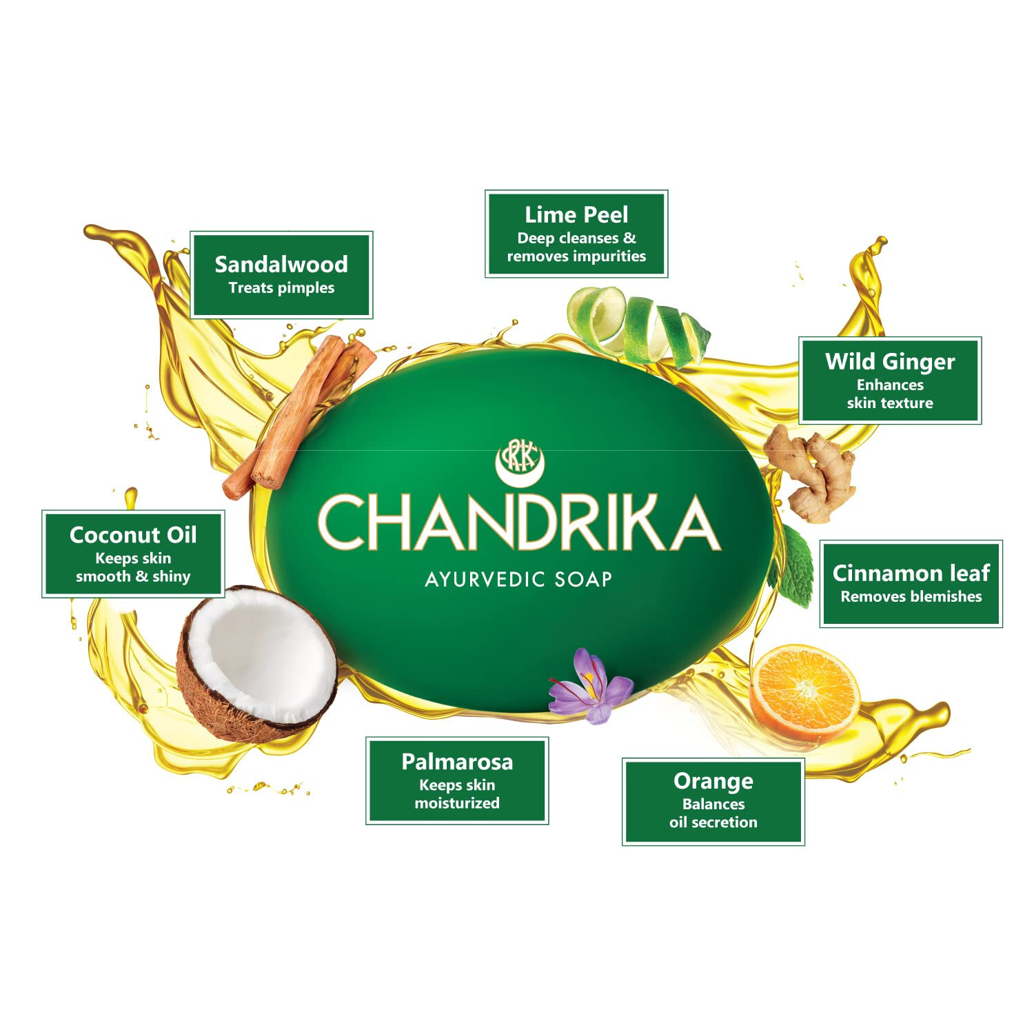 6X Chandrika Ayurvedic Soap Hand Made -Problem Free Clear Skin -125g -Free Ship