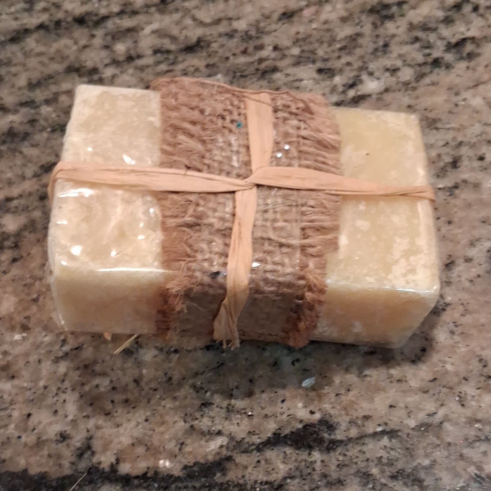 Homemade Handmade Shell Decorated Rectangular Body Bar Soap, Beige, Regular Size