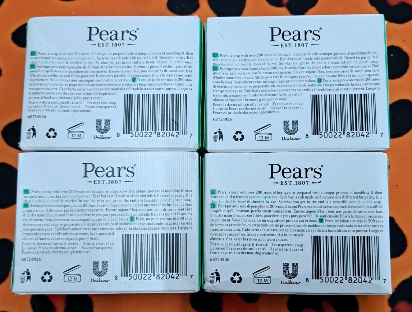 lot of (4) Pears Transparent Glycerin Bar Soap 3.53 Oz Each GREEN COLOR