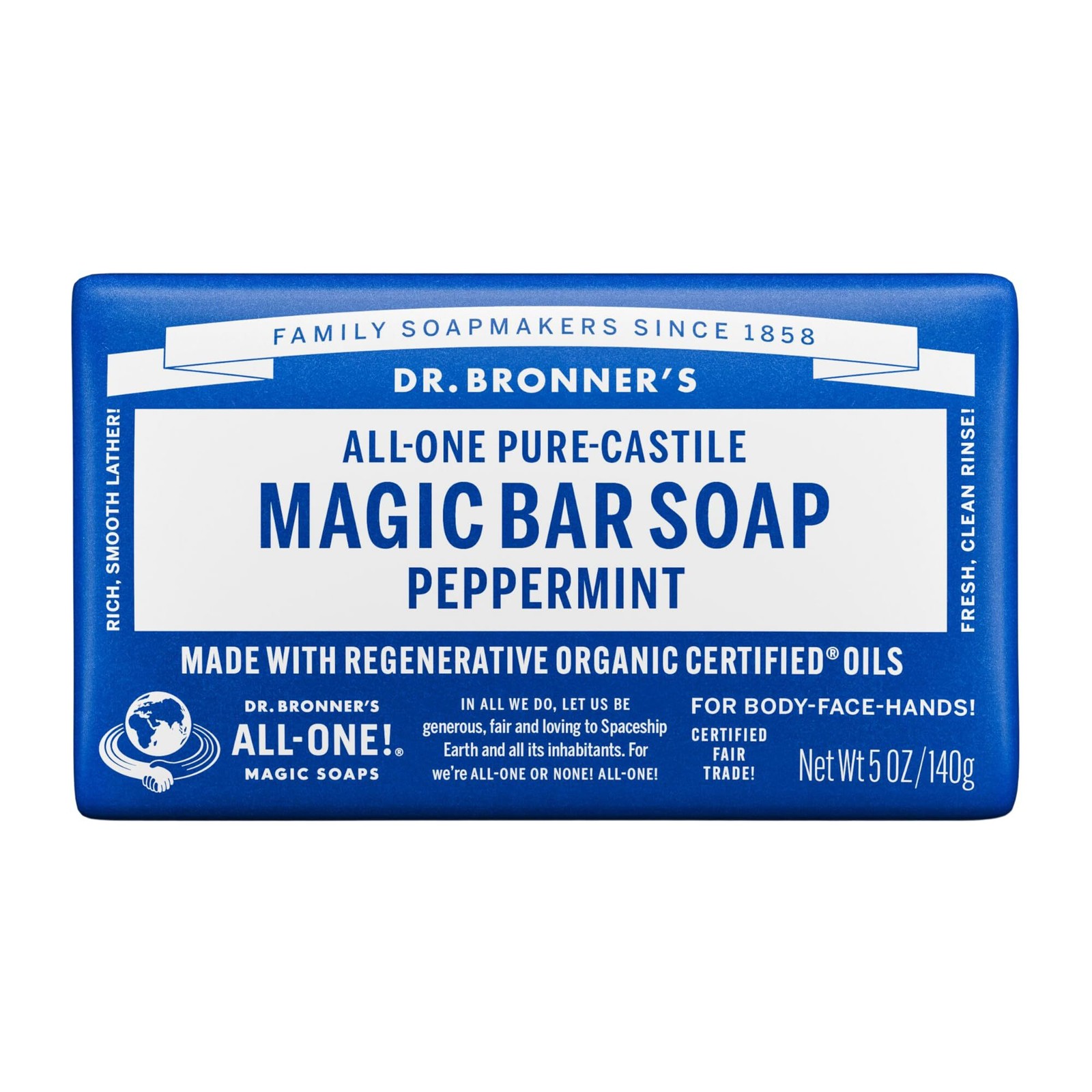 3x Dr. Bronner’s – Pure-Castile Magic Bar Soap (Peppermint, 5 ounce) – Made with