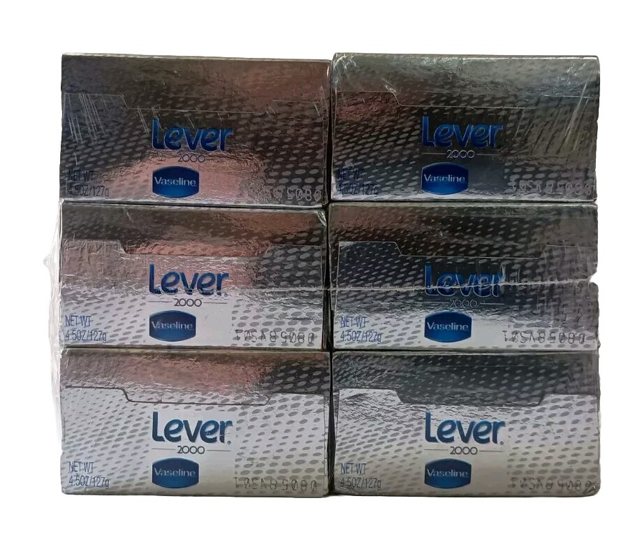 6 Lever 2000 Vaseline Soap Bars Original Perfectly Fresh 4.5 Oz.