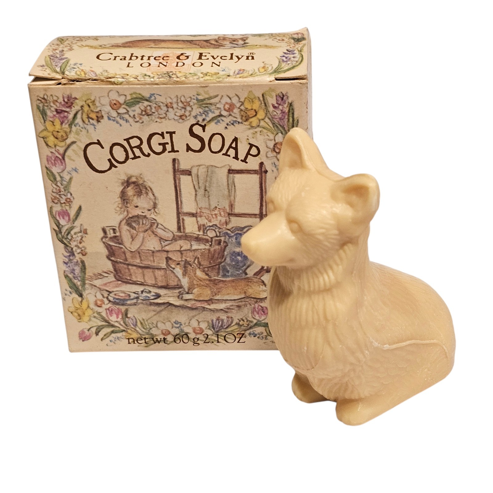 Vintage Crabtree & Evelyn Dog Corgi Soap -London England Illustrated Box