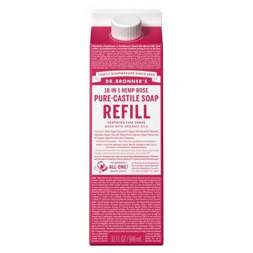 Pure Castile Liquid Soap Refill Rose 32 Oz By Dr.Bronner’s