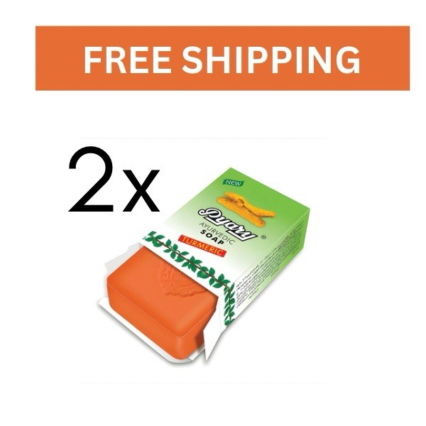 2x Pyary Ayurvedic Soap Turmeric Natural 75g Made In India Original