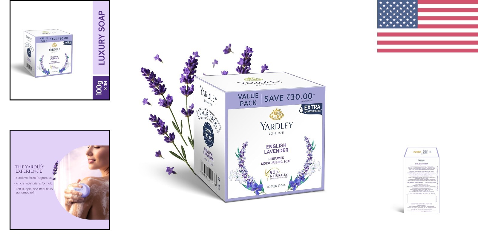 English Lavender Luxury Soap – 3 x 100g Bars for Soothing Bathing Ritual