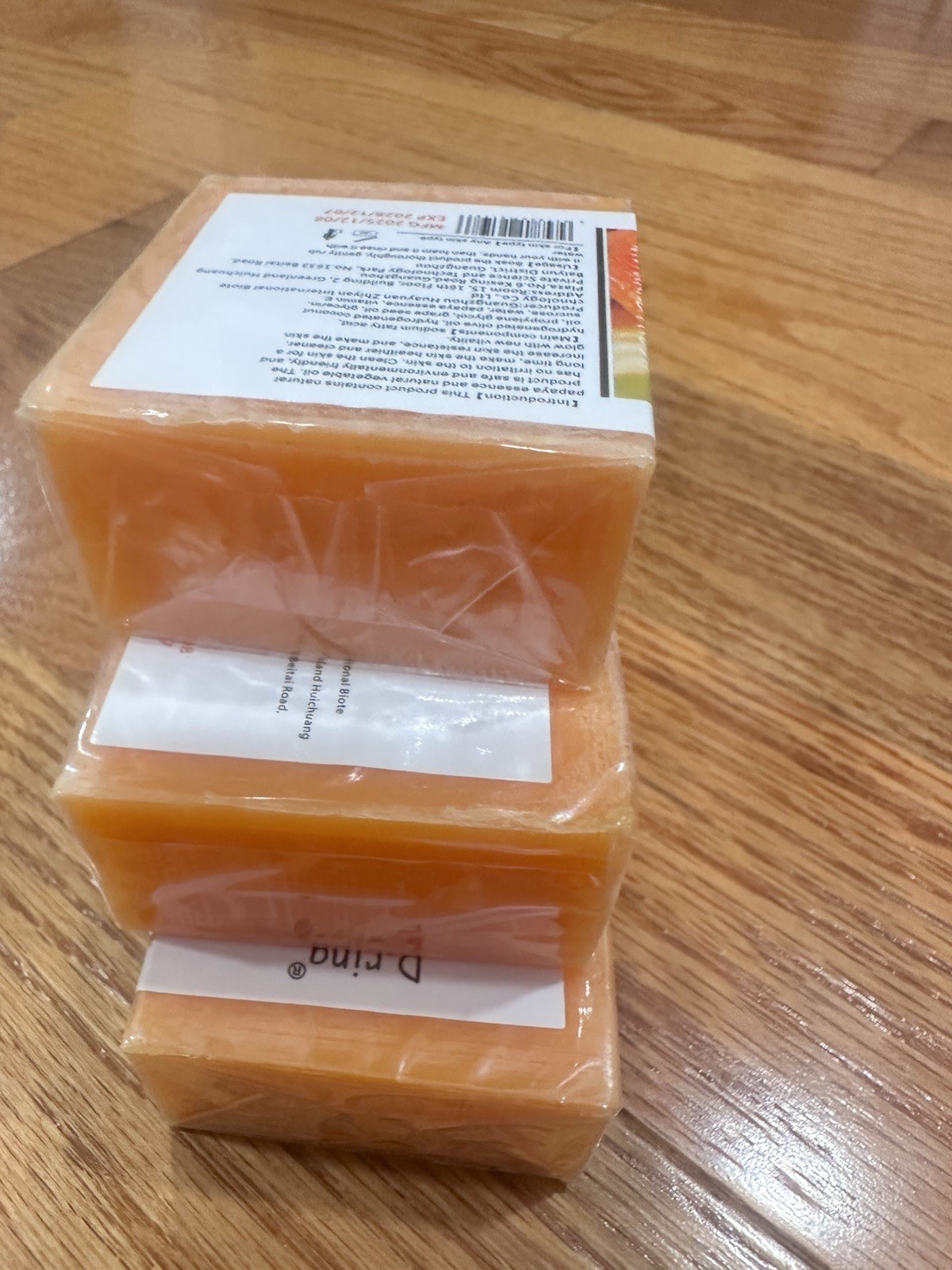 3PCS D.ring Papaya Plant Essential Oil Body Bar Soap 3.5 oz Orange Handmade