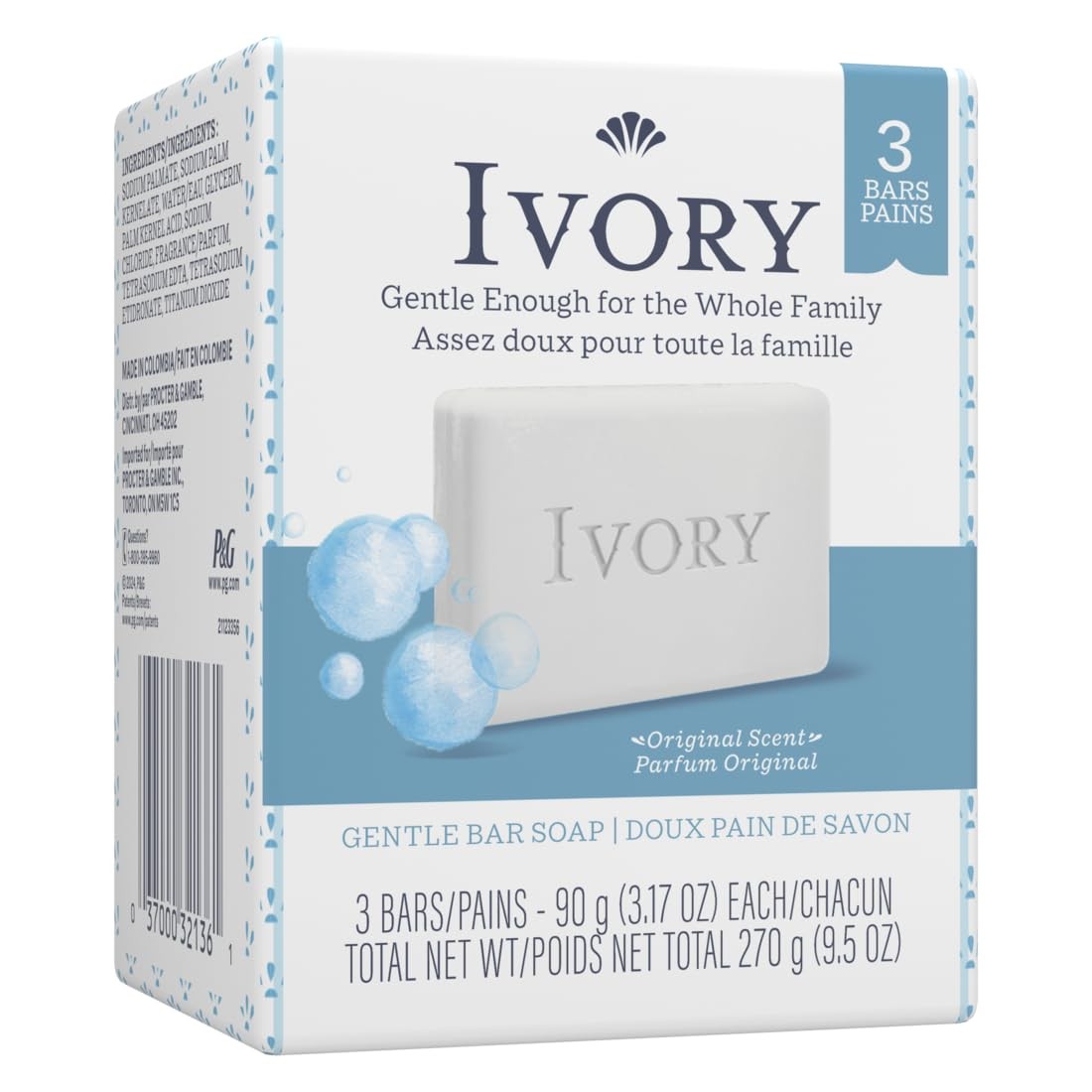 Ivory Soap Bars 3.1 oz Pack of 3 Gentle Cleansing Dyes Free