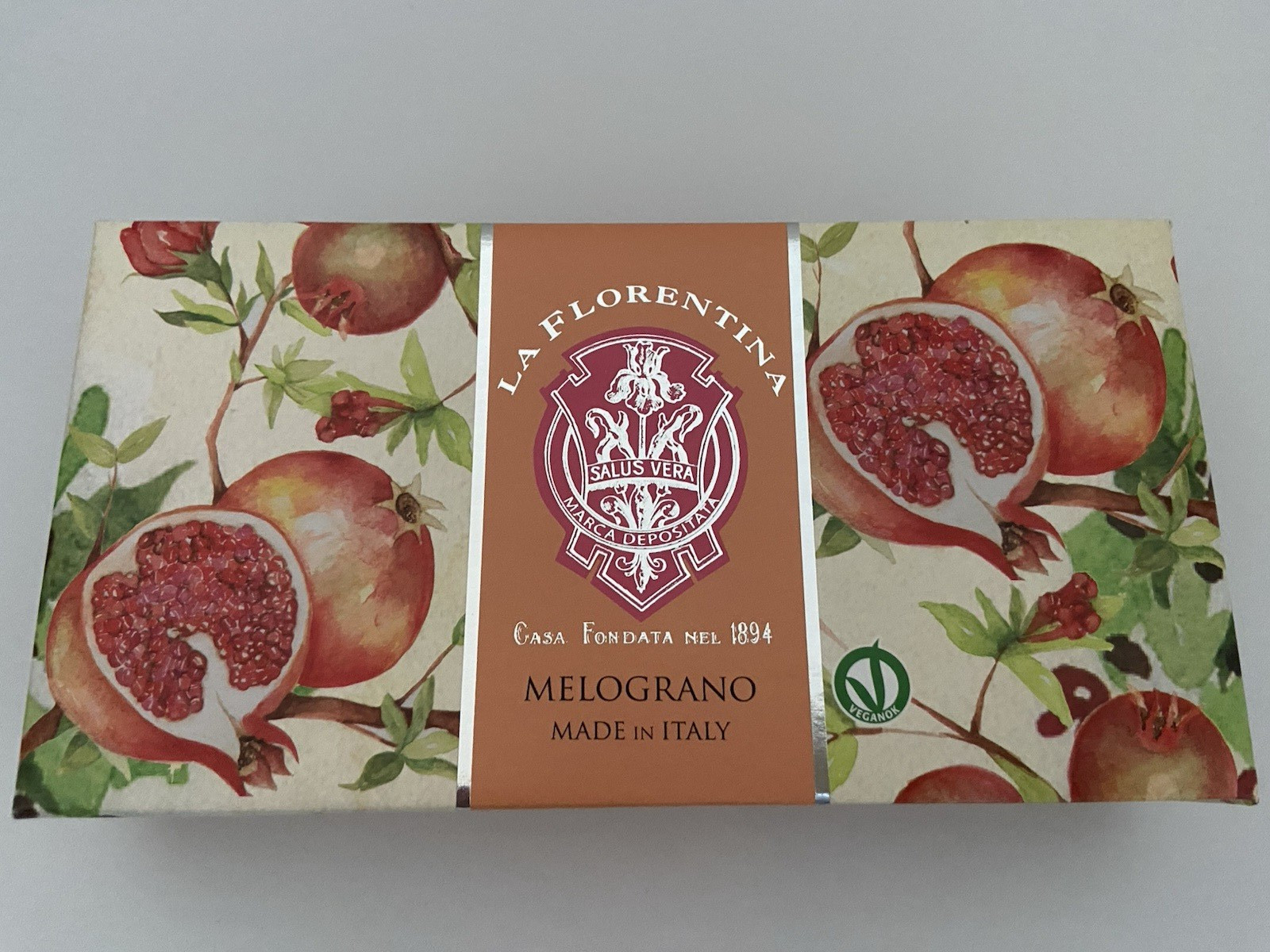 BNIB New Sealed La Florentina Melograno Pomegranate Soaps Set 4 oz. each ITALY