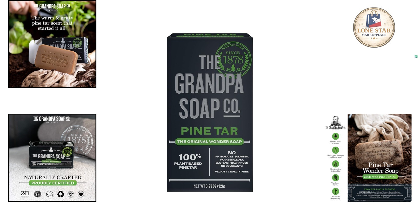 Grandpa’s Pine Tar Soap – Organic Moisturizing Bar, 3.25 oz for All Skin Types