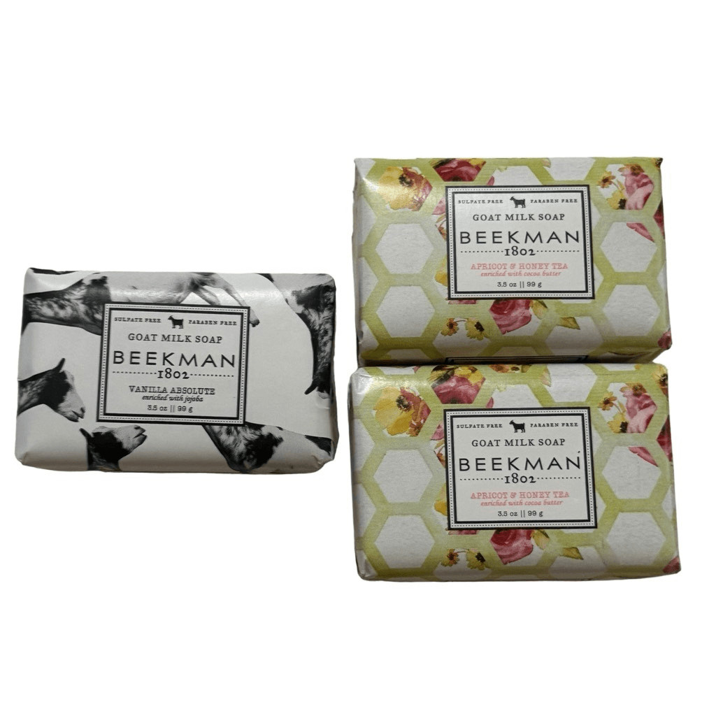 Beekman 1802 Goat Milk Soap set Holiday bucket Vanilla Absolute/ Apricot Honey