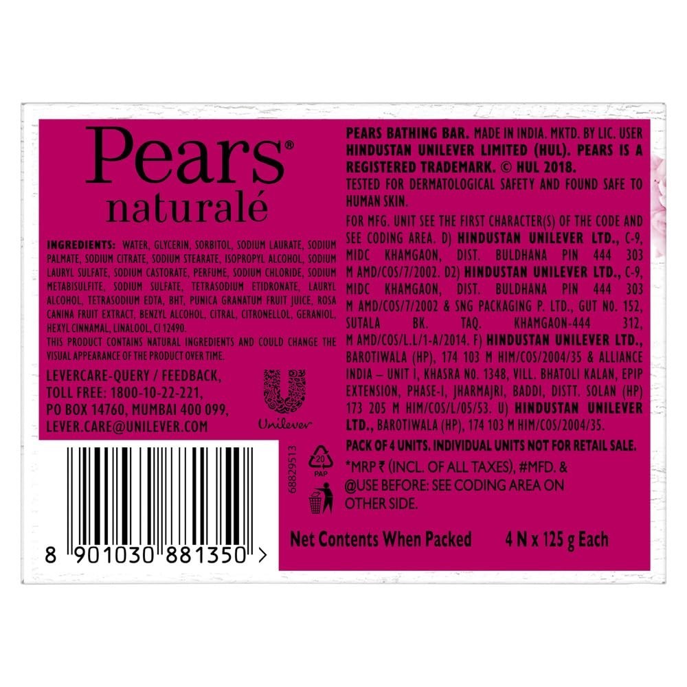 Pears Original Glycerin Soap Bar-Revitalized Glow|With 98%Pure Glycerin 125gm*4