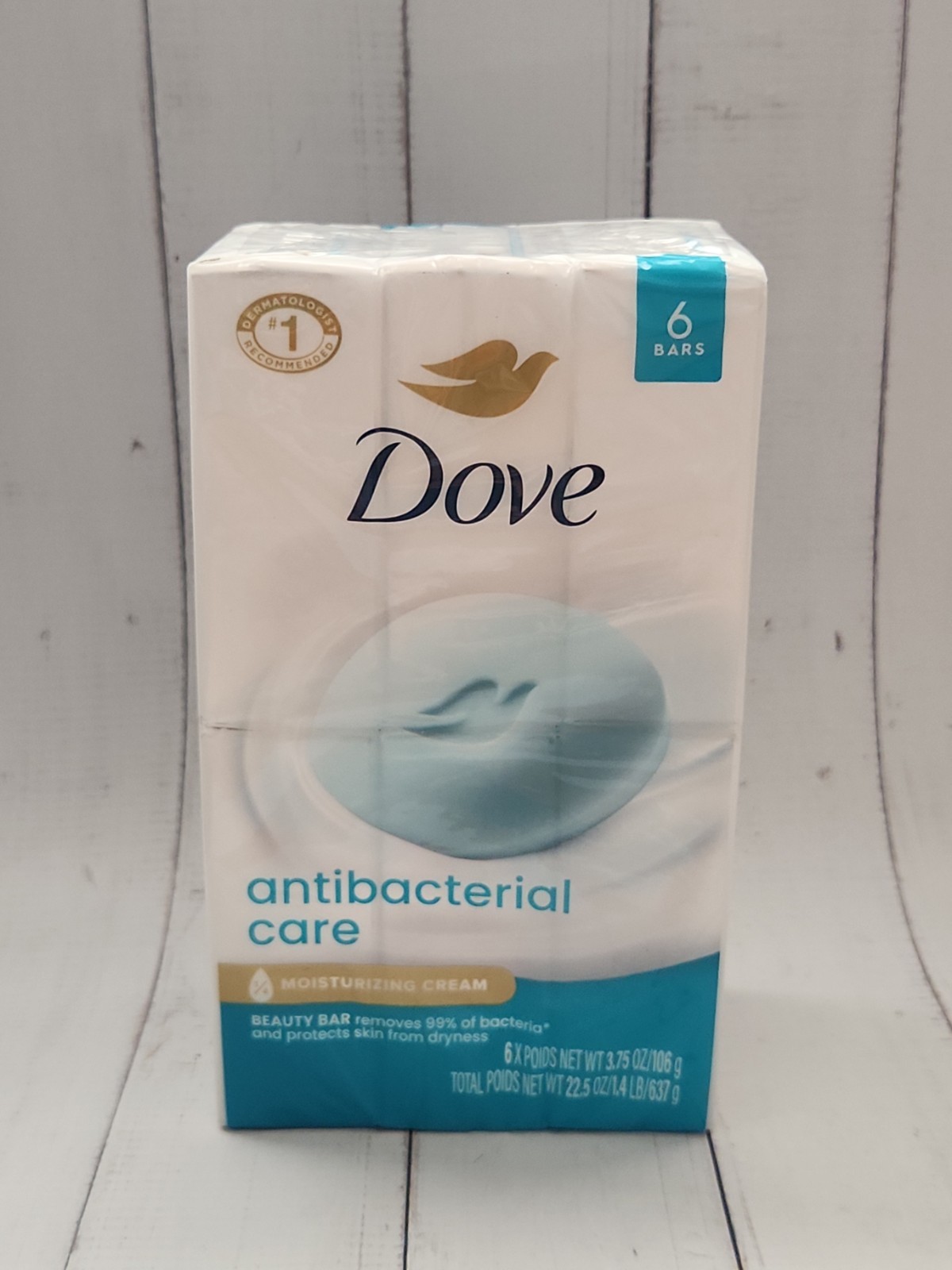 Dove Antibacterial Care Beauty Bar Soap, 3.75 oz, 6 Bars